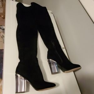 Over the knee black suede boots 8